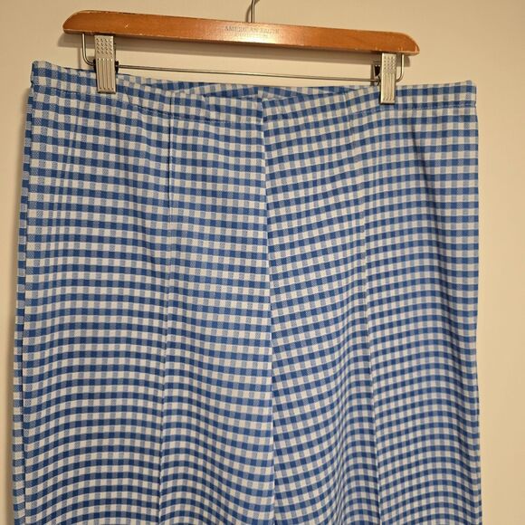 True Vintage 70s Sears Pants Womens 18 Wide Leg Blue Gingham Plaid Leisure USA - Picture 11 of 11